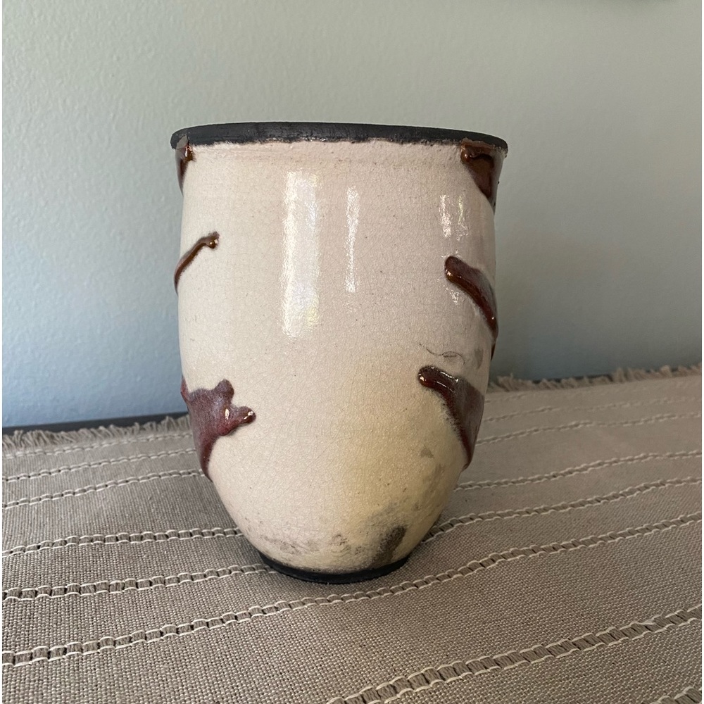 🟢 Handmade Raku Pottery Vase - Picture 4 of 6